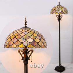 Antique Tiffany Floor Lamp with Brown Fish Scale Stained Glass for Home Decor Antique Tiffany Floor Lamp with Brown Fish Scale Stained Glass for Home Decor