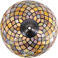 Antique Tiffany Floor Lamp with Brown Fish Scale Stained Glass for Home Decor