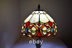 Antique Tiffany Style Lamp Stained Glass Desk Table Bedside Hand Crafted Shade