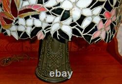 Antique Tiffany Style Leaded Stained Glass Butterfly Shade Table Lamp