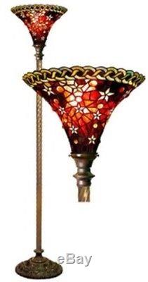 Antique Tiffany-style Vintage Star Torchiere Lamp Tiffany Lamps Torch Floor NEW