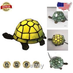 Antique Tortoise Tiffany Style Stained Glass Table Lamp Elegant Night Light