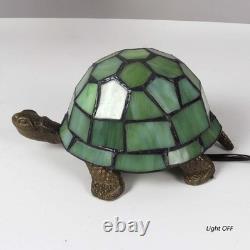 Antique Tortoise Tiffany Style Stained Glass Table Lamp Elegant Night Light