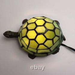 Antique Tortoise Tiffany Style Stained Glass Table Lamp Elegant Night Light
