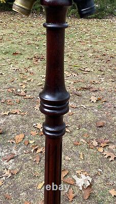 Antique Turned Wood Floor Lamp 2 Light Base For Stained Glass 62H