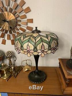 Antique Unique Art Glass Leaded Glass / Stained Glass Lamp On Wilkinson Base