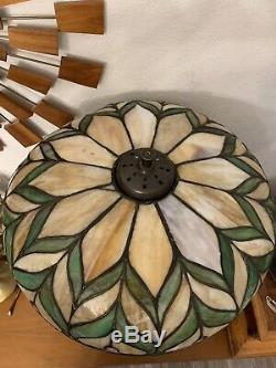 Antique Unique Art Glass Leaded Glass / Stained Glass Lamp On Wilkinson Base