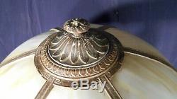 Antique Victorian Art Nouveau 6 Panel Stained Slag Glass Lamp By A&r Co