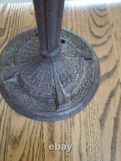 Antique Victorian Art Nouveau Stained Slag Glass Double Socket Lamp Base #2