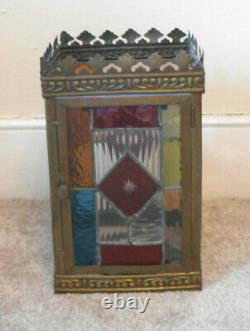 Antique Victorian Stained Glass Hall Lantern For Restoration