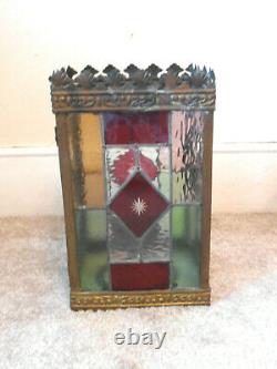 Antique Victorian Stained Glass Hall Lantern For Restoration