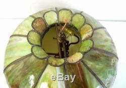 Antique Vintage Leaded Stained Slag Glass Hanging Light Shade Free Shipping