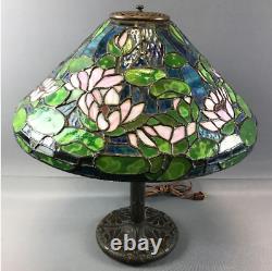 Antique / Vintage Tiffany Studios Style Pond Lily Stained Leaded Glass Lamp
