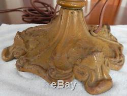 Antique Wilkinson Handel heavy metal ornate lamp base for stained glass shade
