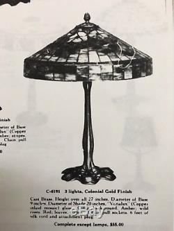 Antique Williamson Lamp Stained Glass Vintage Handel Tiffany Studios Era Bronze