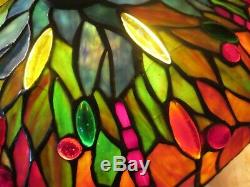 Antique jeweled dragon fly leaded stained glass bronze cast iron Art Deco lamp
