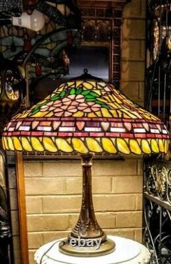 Antique quality Tiffany style Stained glass Lamp, Charles Parker Base