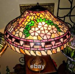 Antique quality Tiffany style Stained glass Lamp, Charles Parker Base