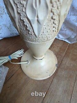 Art Deco Slag Glass Stained Glass Lamp Shade Cream 19 Light Unique Antique Vtg