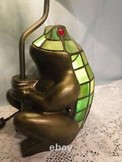 Art Glass Tiffany Style Stained Glass Frog with Umbrella Catalina Lighting NIB