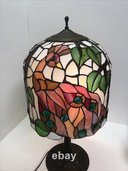 Art Nouveau Style Peacock Stained Glass Table Lamp