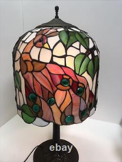 Art Nouveau Style Peacock Stained Glass Table Lamp