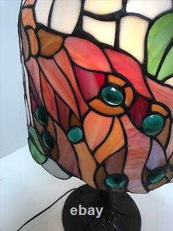 Art Nouveau Style Peacock Stained Glass Table Lamp