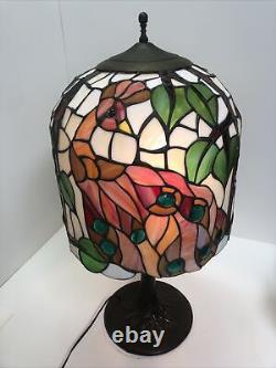 Art Nouveau Style Peacock Stained Glass Table Lamp