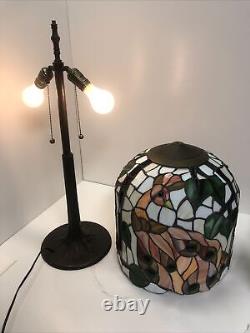 Art Nouveau Style Peacock Stained Glass Table Lamp