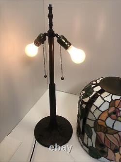 Art Nouveau Style Peacock Stained Glass Table Lamp