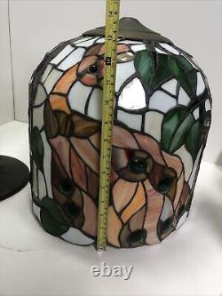 Art Nouveau Style Peacock Stained Glass Table Lamp