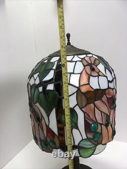 Art Nouveau Style Peacock Stained Glass Table Lamp