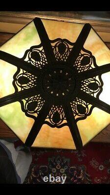 Arts Crafts Antique Vintage Slag Stained Glass Bradley Hubbard Handel Era Lamp