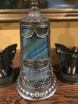 Arts Crafts Antique Vintage Slag Stained Glass Bradley Hubbard Handel Era Lamp