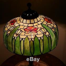 Arts & Crafts Floral Leaded Slag Stained Glass Lamp Handel Duffner Tiffany Era