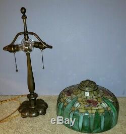 Arts & Crafts Floral Leaded Slag Stained Glass Lamp Handel Duffner Tiffany Era