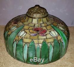 Arts & Crafts Floral Leaded Slag Stained Glass Lamp Handel Duffner Tiffany Era