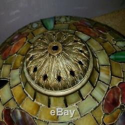 Arts & Crafts Floral Leaded Slag Stained Glass Lamp Handel Duffner Tiffany Era