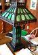 Arts & Crafts Mission Iron Gas Flame Table/newel Lamp Stained Glass Shade Base