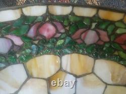 Arts & Crafts, Nouveau Documented Handel/Unique Co. Leaded Stained Slag Glass Lamp