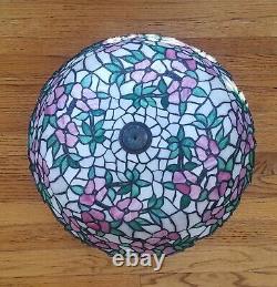 Arts&Crafts, Nouveau Floral Signed Chicago Mosaic Leaded Stained Slag Glass Lamp