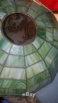 Arts & Crafts, Nouveau Leaded Stained Slag Glass Lamp Shade, circa1910. Handel Era