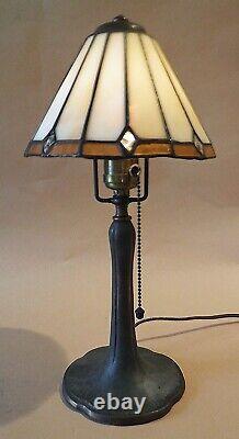 Arts & Crafts Signed Handel Boudoir Accent leaded Stained Glass Lamp Shade