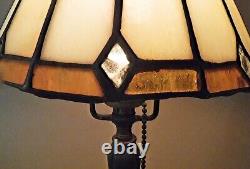 Arts & Crafts Signed Handel Boudoir Accent leaded Stained Glass Lamp Shade