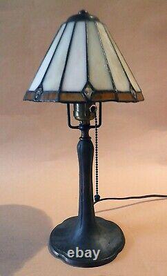 Arts & Crafts Signed Handel Boudoir Accent leaded Stained Glass Lamp Shade