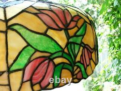 Arts and Crafts, Art Nouveau, Art Deco HANGING LEADED GLASS, STAINED GLASS LAMP