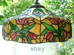 Arts and Crafts, Art Nouveau, Art Deco HANGING LEADED GLASS, STAINED GLASS LAMP