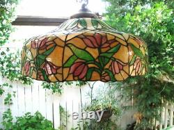 Arts and Crafts, Art Nouveau, Art Deco HANGING LEADED GLASS, STAINED GLASS LAMP