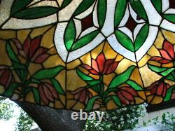 Arts and Crafts, Art Nouveau, Art Deco HANGING LEADED GLASS, STAINED GLASS LAMP