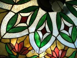 Arts and Crafts, Art Nouveau, Art Deco HANGING LEADED GLASS, STAINED GLASS LAMP